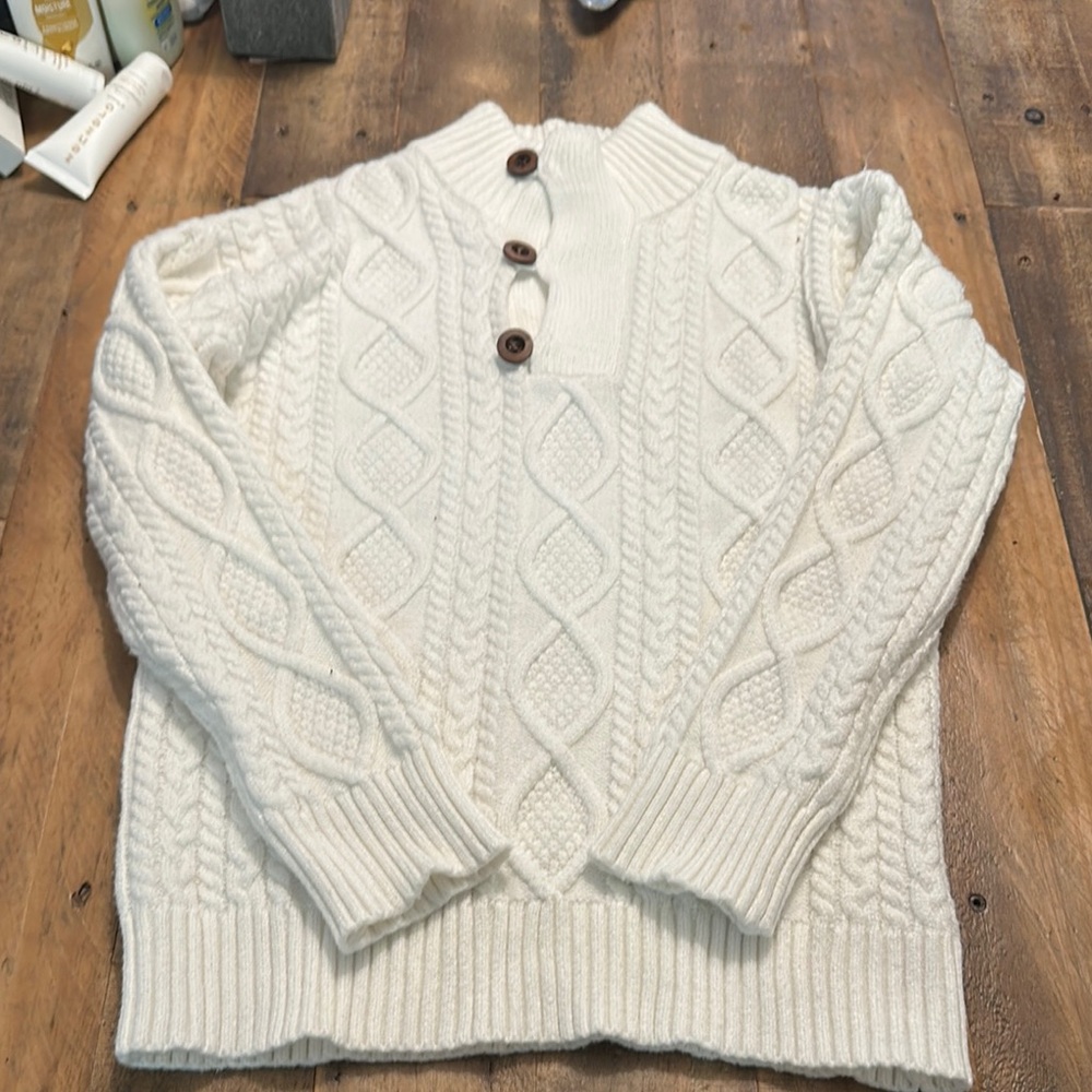 Boy's Cable Knit Sweater - Cream Size Medium (10/12)